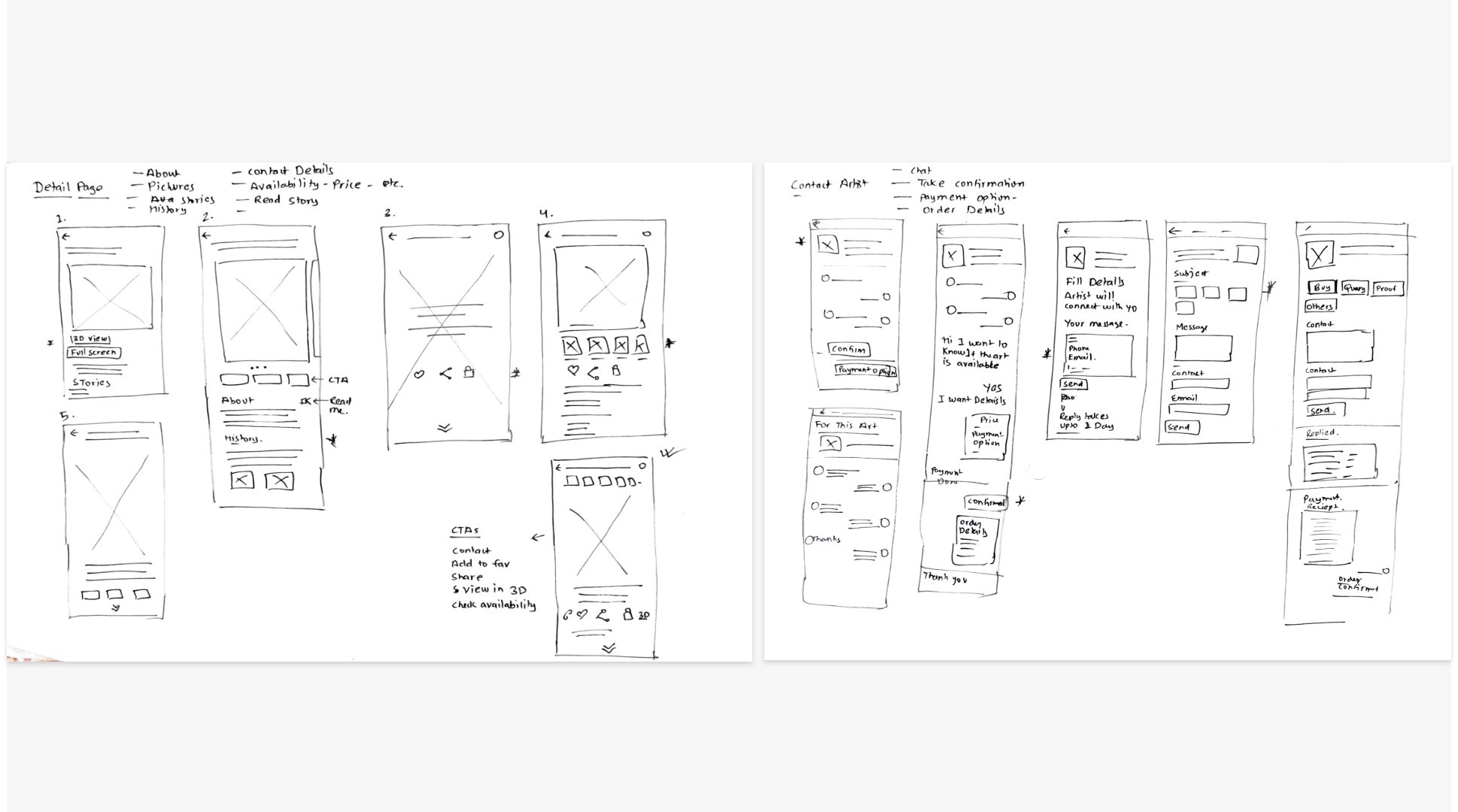 Paper Wireframes for app